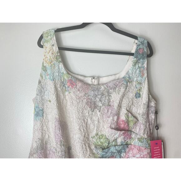 NWT ADRIANNA PAPELL DRESS 18W MATELASSE FLORAL SHORT COCKTAIL METALLIC TEXTURE - Picture 7 of 12